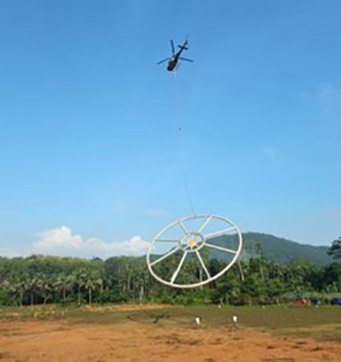 Helicopter taking off from base